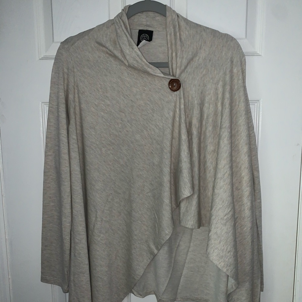 Beige Asymmetrical Cardigan